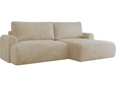 Narożnik TONO L - strona prawa - kremowy, plusz