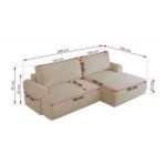 Narożnik TONO L - strona prawa - kremowy, plusz