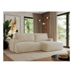 Narożnik TONO L - strona prawa - kremowy, plusz