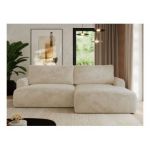 Narożnik TONO L - strona prawa - kremowy, plusz