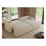 Narożnik TONO L - strona prawa - kremowy, plusz