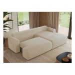 Narożnik TONO L - strona prawa - kremowy, plusz