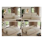 Narożnik TONO L - strona prawa - kremowy, plusz