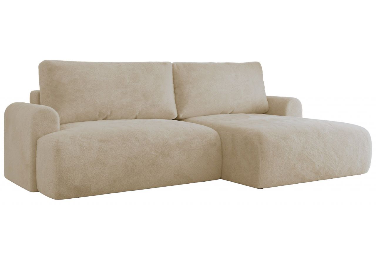 Narożnik TONO L - strona prawa - kremowy, plusz