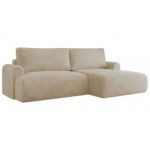 Narożnik TONO L - strona prawa - kremowy, plusz