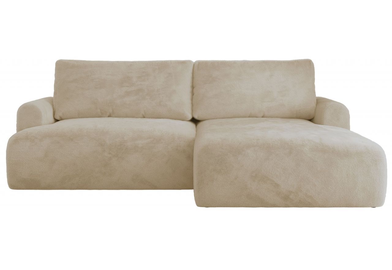 Narożnik TONO L - strona prawa - kremowy, plusz