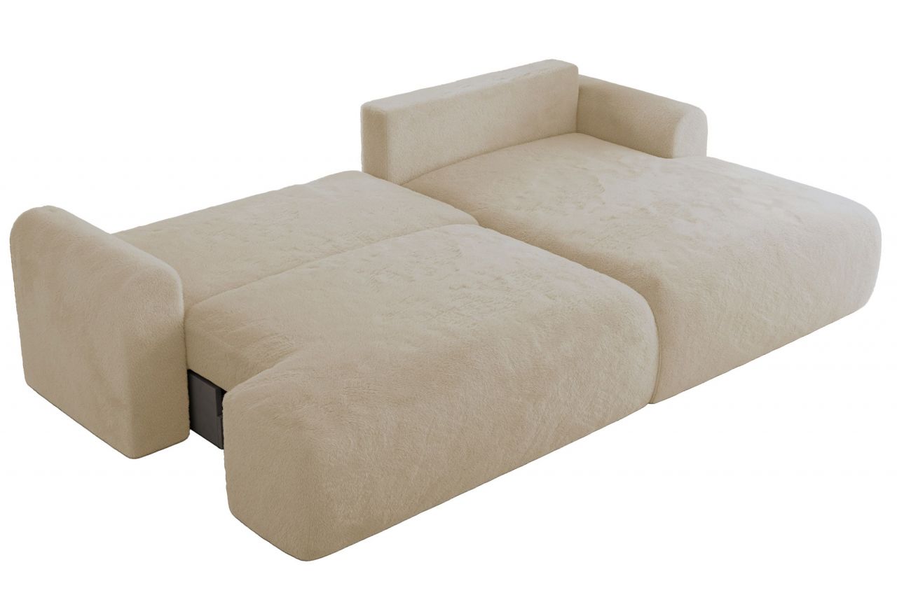 Narożnik TONO L - strona prawa - kremowy, plusz