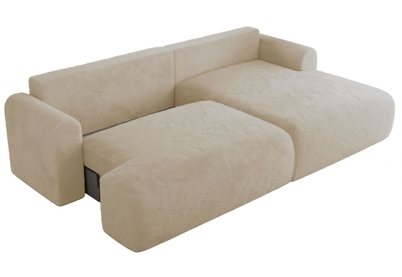 Narożnik TONO L - strona prawa - kremowy, plusz