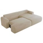 Narożnik TONO L - strona prawa - kremowy, plusz