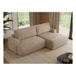 Narożnik TONO L - strona prawa - beżowy, plusz