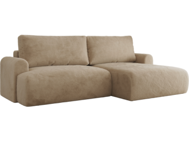 Narożnik TONO L - strona prawa - beżowy, plusz