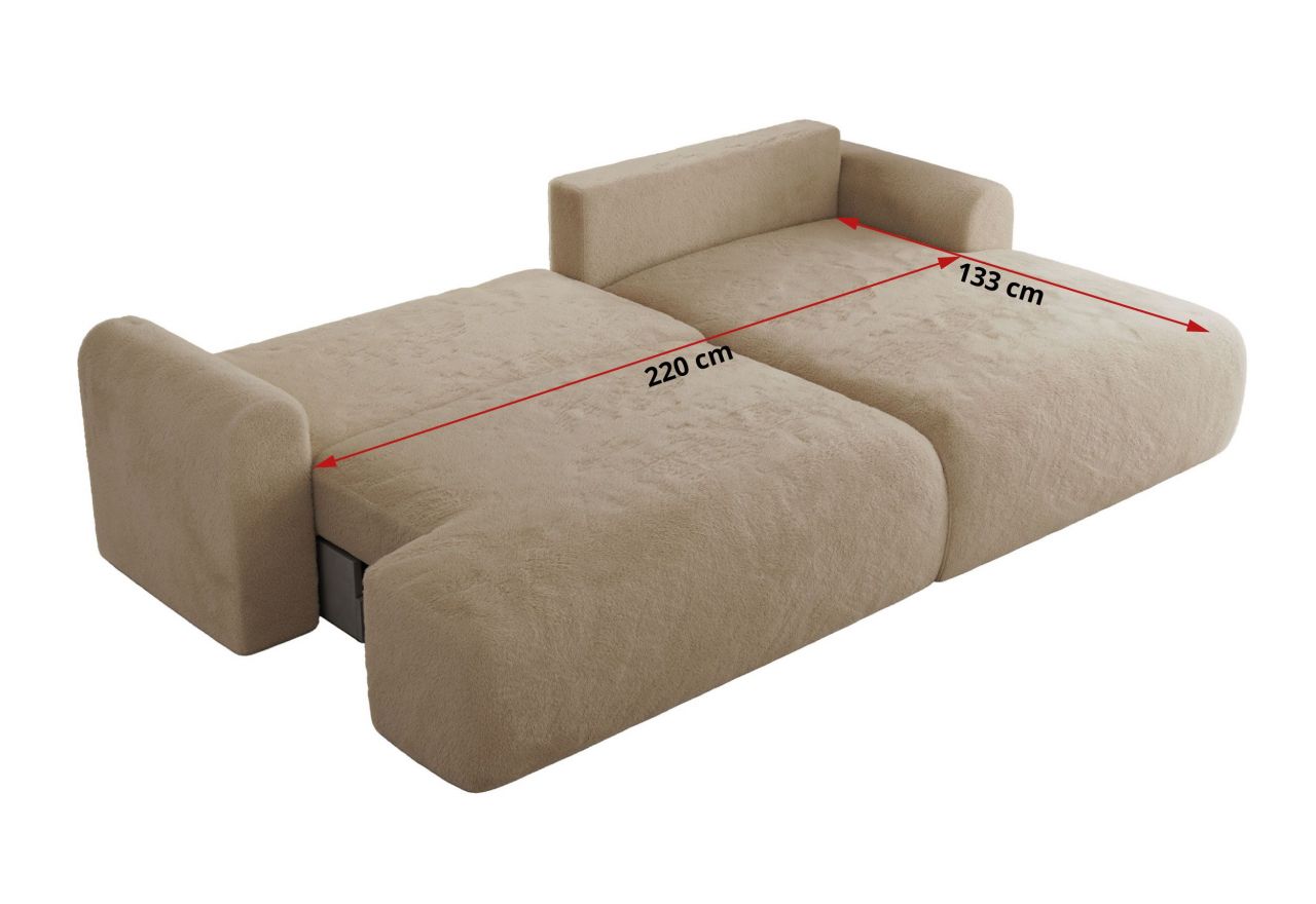 Narożnik TONO L - strona prawa - beżowy, plusz