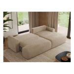 Narożnik TONO L - strona prawa - beżowy, plusz