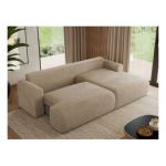 Narożnik TONO L - strona prawa - beżowy, plusz