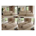 Narożnik TONO L - strona prawa - beżowy, plusz