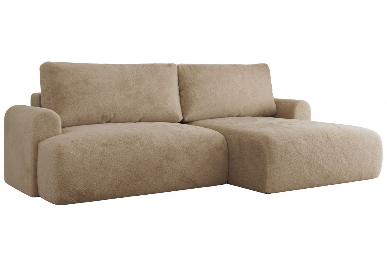 Narożnik TONO L - strona prawa - beżowy, plusz