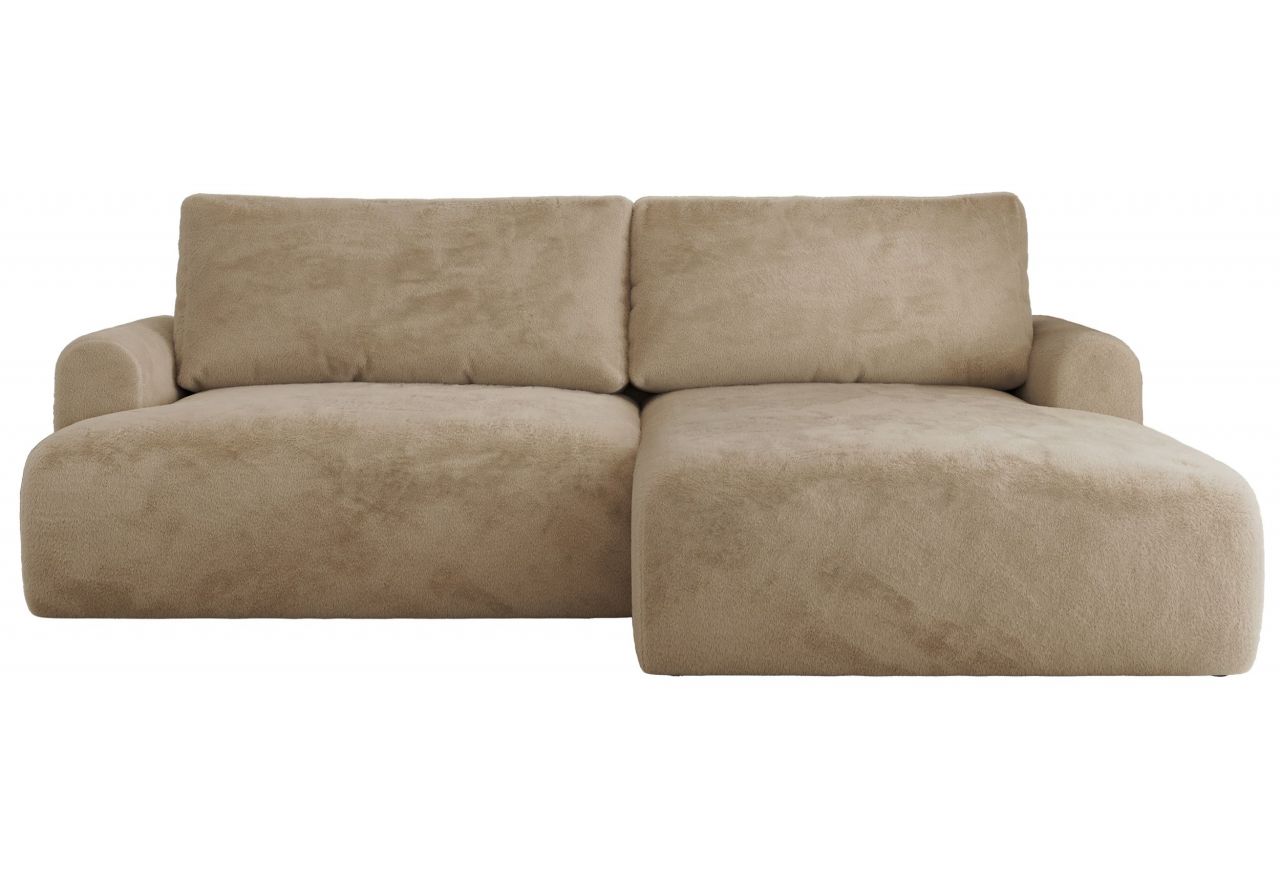 Narożnik TONO L - strona prawa - beżowy, plusz