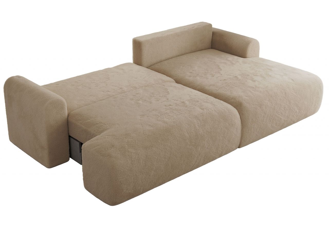 Narożnik TONO L - strona prawa - beżowy, plusz