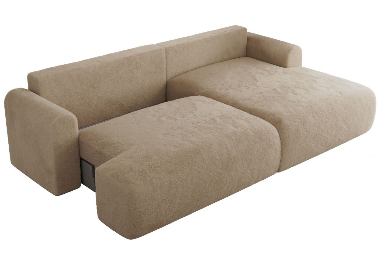 Narożnik TONO L - strona prawa - beżowy, plusz