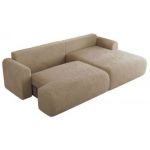 Narożnik TONO L - strona prawa - beżowy, plusz