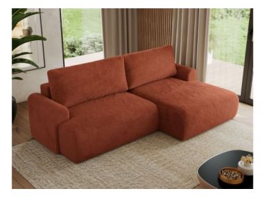 Narożnik TONO L - strona prawa - pomarańczowy, plusz