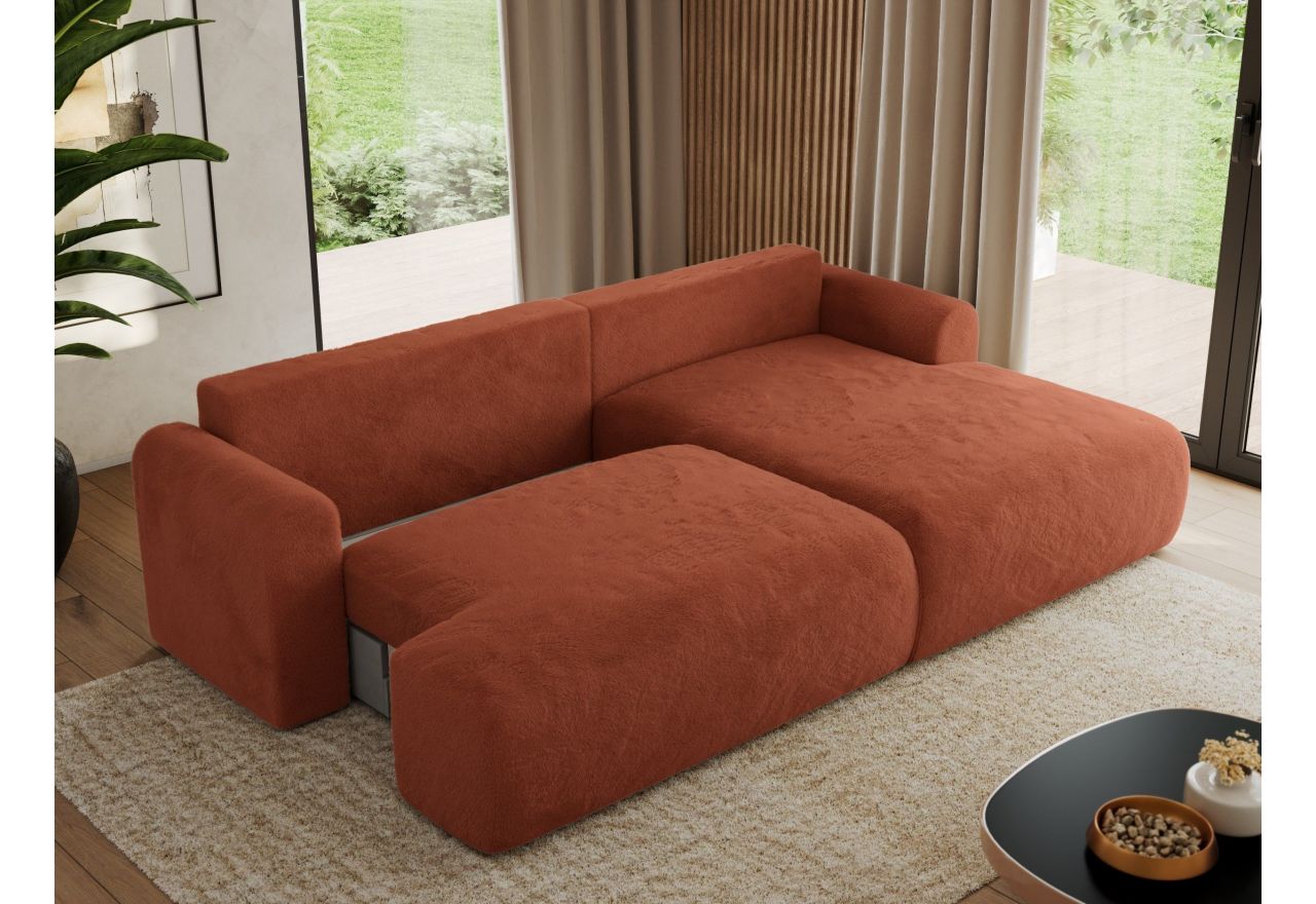 Narożnik TONO L - strona prawa - pomarańczowy, plusz