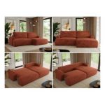 Narożnik TONO L - strona prawa - pomarańczowy, plusz