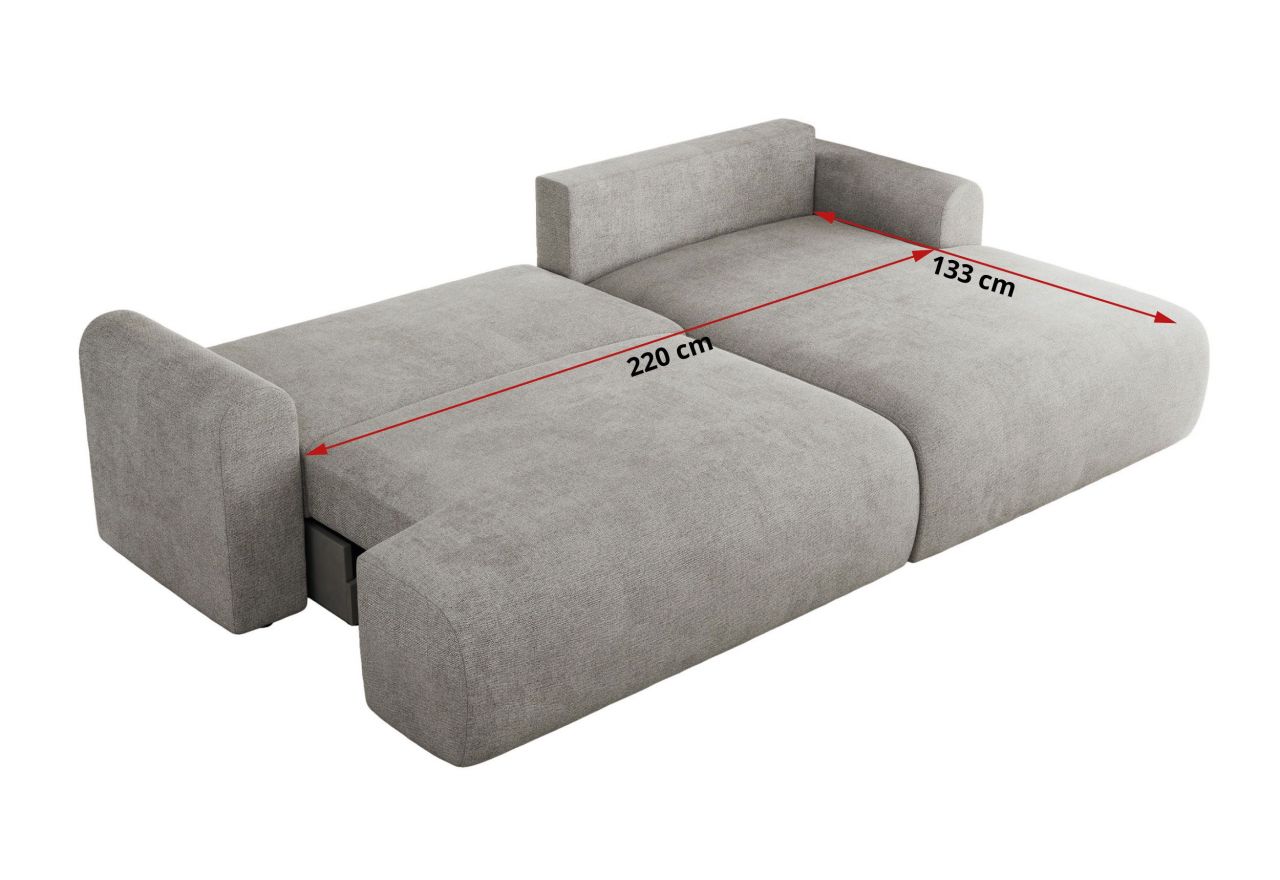 Narożnik TONO L - strona prawa - jasnoszary, struktura