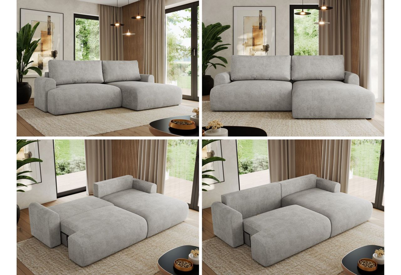 Narożnik TONO L - strona prawa - jasnoszary, struktura