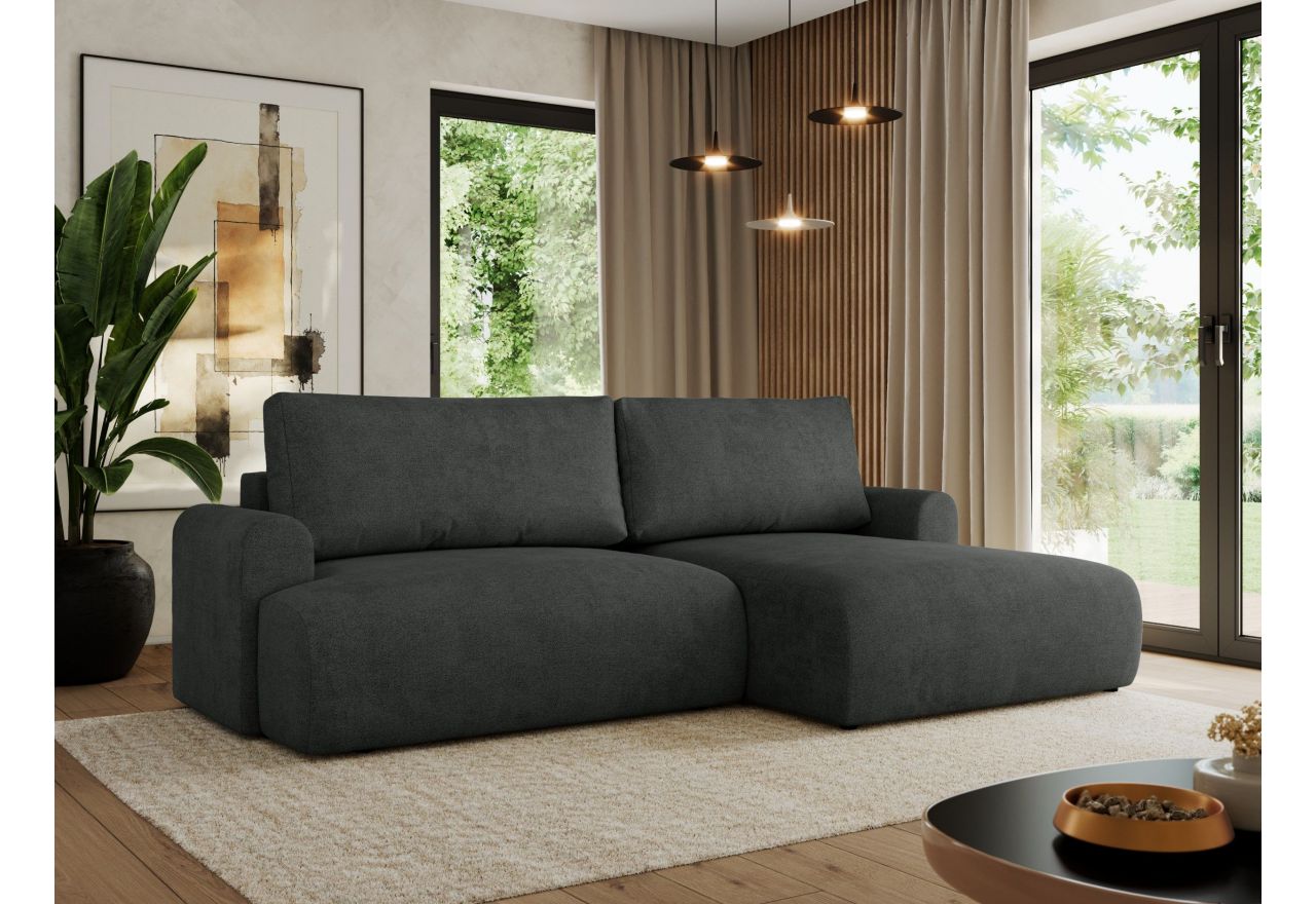 Narożnik TONO L - strona prawa - ciemnoszary, struktura