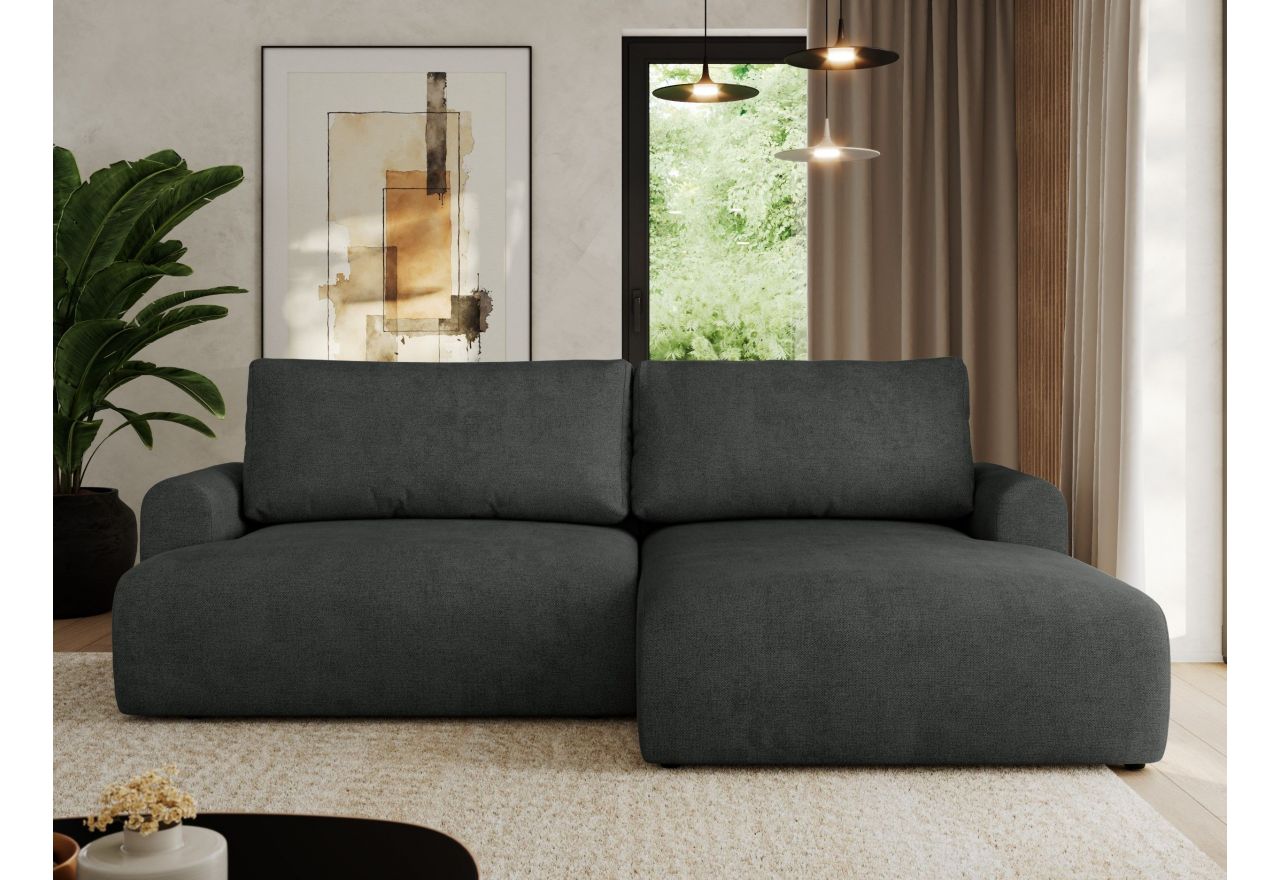 Narożnik TONO L - strona prawa - ciemnoszary, struktura