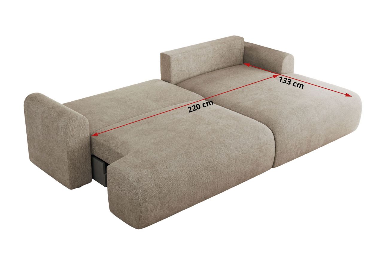 Narożnik TONO L - strona prawa - beżowy, struktura