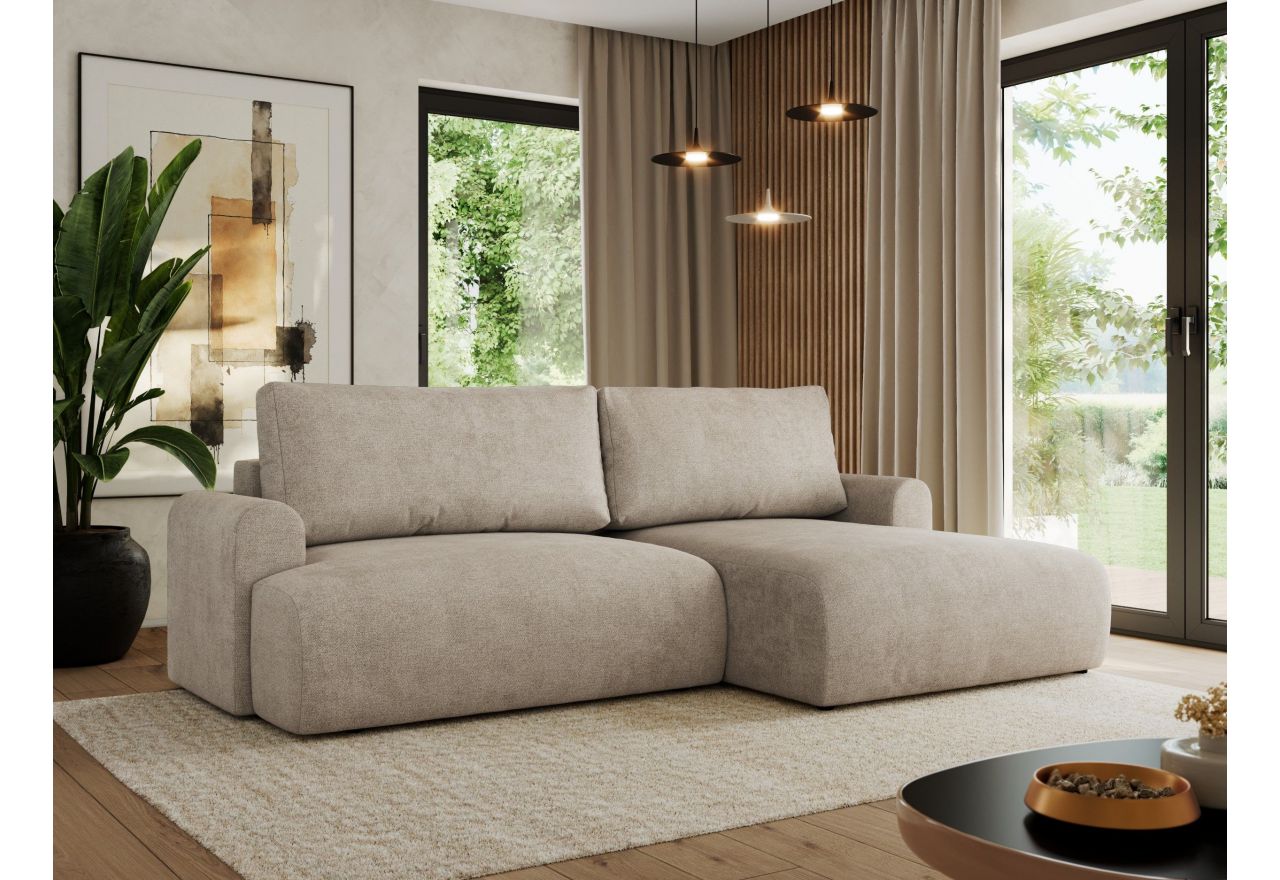 Narożnik TONO L - strona prawa - beżowy, struktura