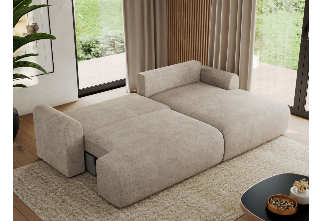 Narożnik TONO L - strona prawa - beżowy, struktura