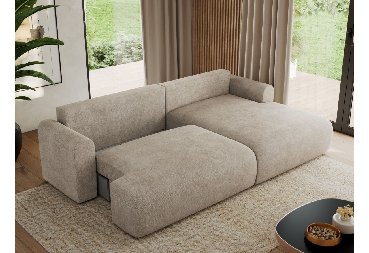 Narożnik TONO L - strona prawa - beżowy, struktura