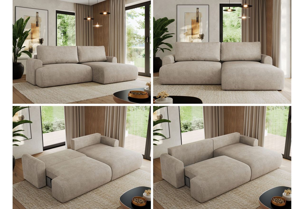 Narożnik TONO L - strona prawa - beżowy, struktura