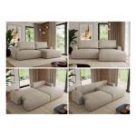 Narożnik TONO L - strona prawa - beżowy, struktura