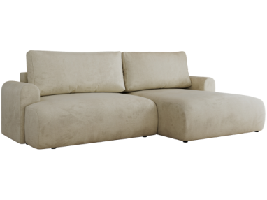 Narożnik TONO L - strona prawa - kremowy, welvet