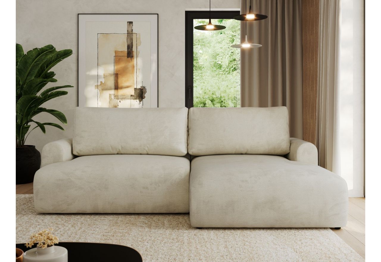 Narożnik TONO L - strona prawa - kremowy, welvet