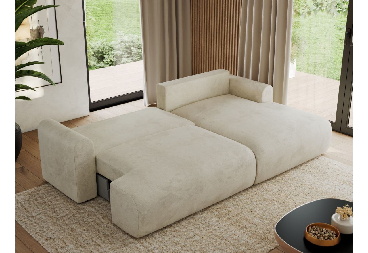 Narożnik TONO L - strona prawa - kremowy, welvet