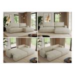 Narożnik TONO L - strona prawa - kremowy, welvet