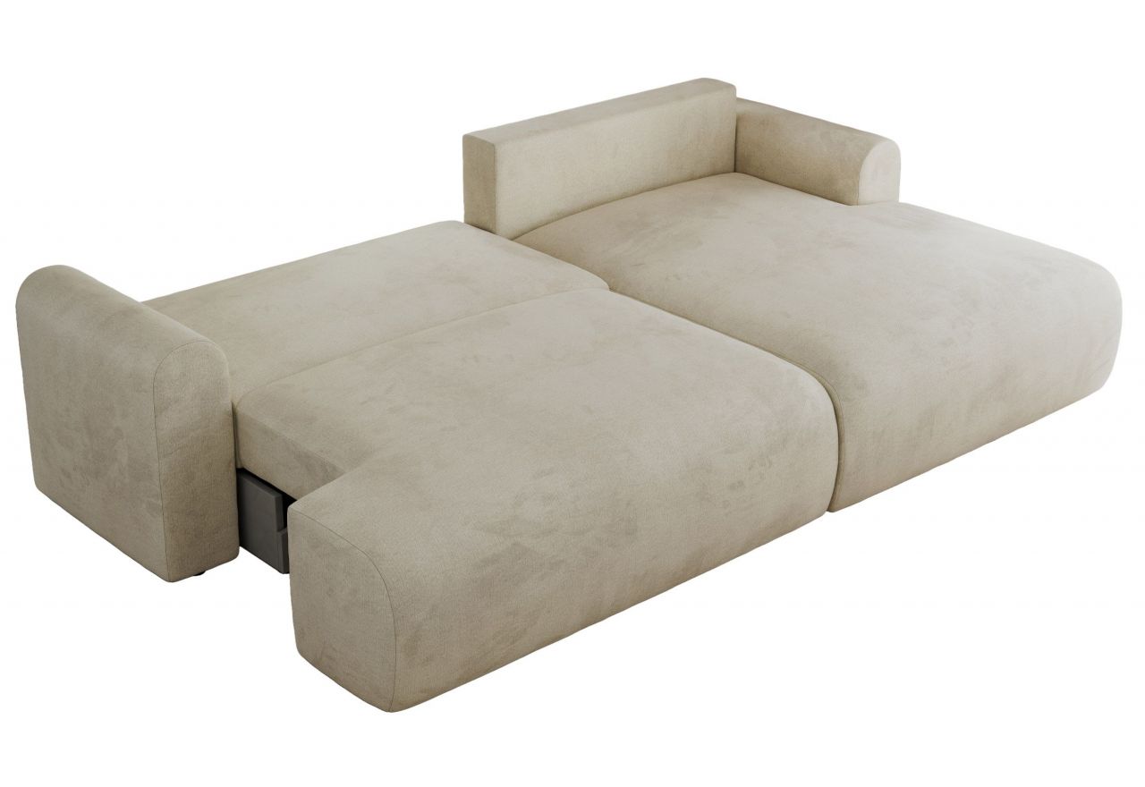 Narożnik TONO L - strona prawa - kremowy, welvet