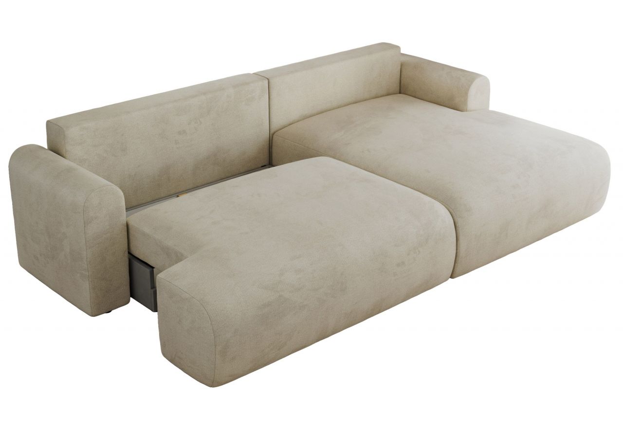 Narożnik TONO L - strona prawa - kremowy, welvet