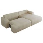 Narożnik TONO L - strona prawa - kremowy, welvet