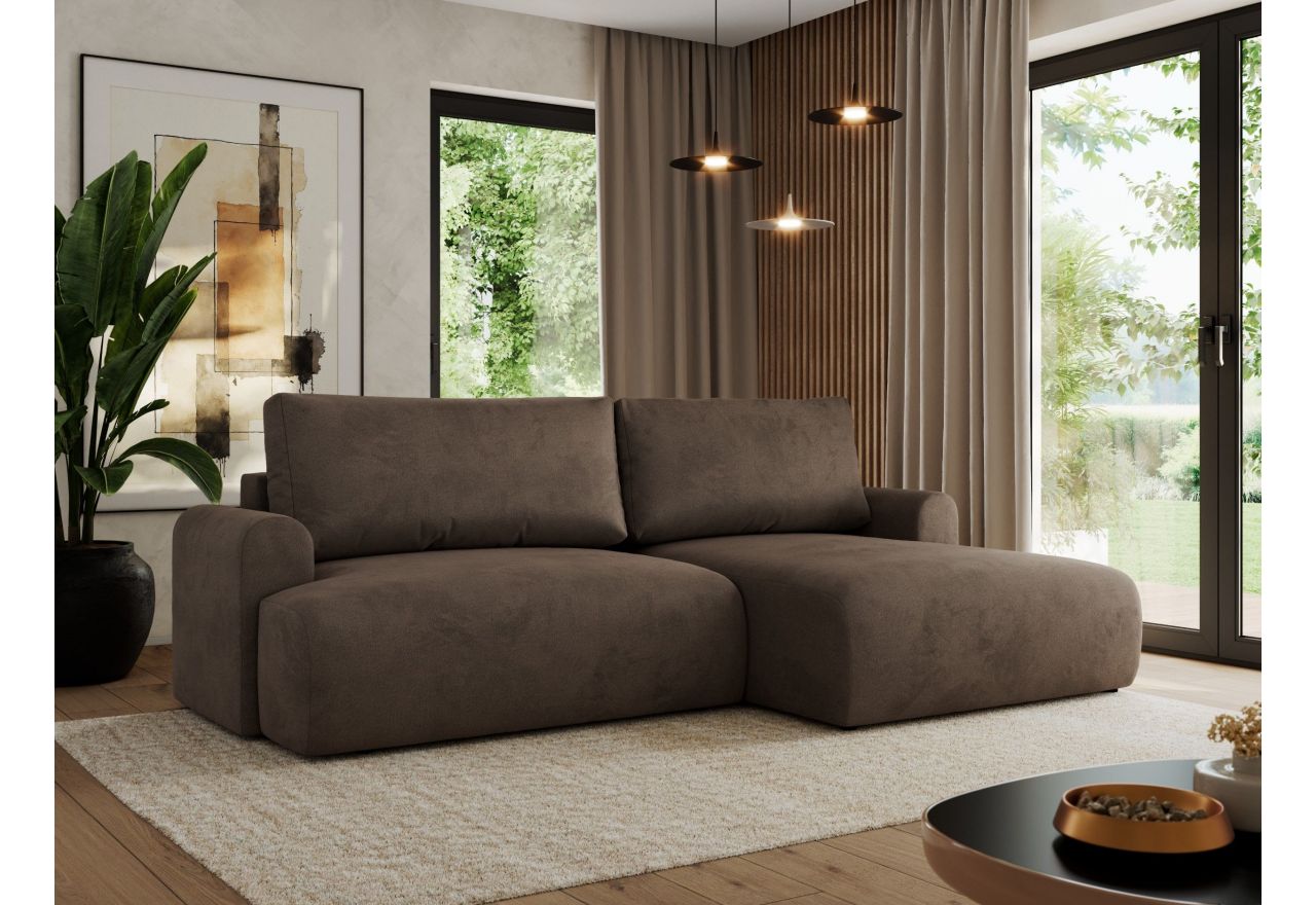 Narożnik TONO L - strona prawa - brązowy, welvet