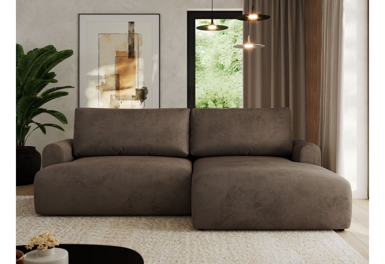 Narożnik TONO L - strona prawa - brązowy, welvet