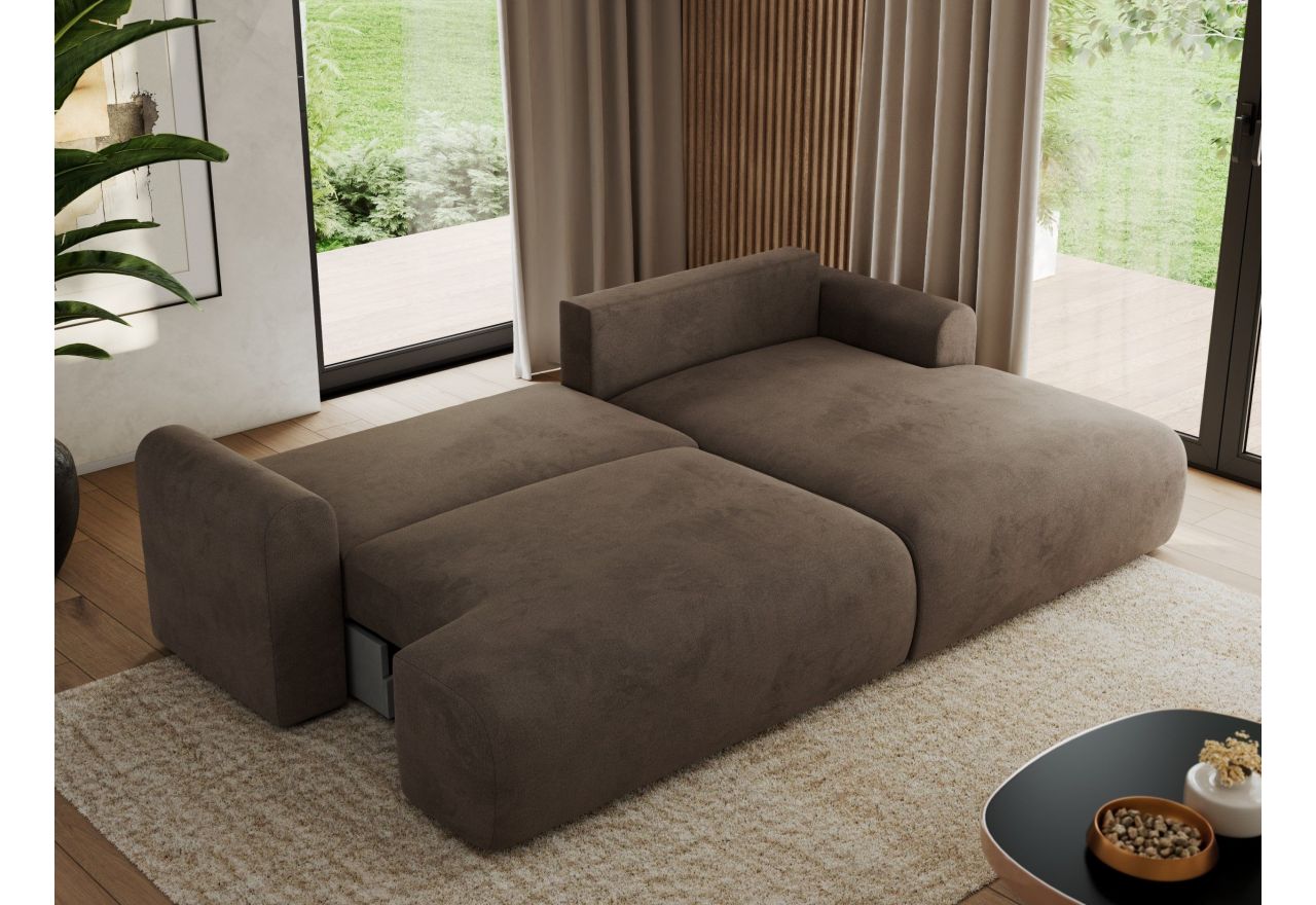 Narożnik TONO L - strona prawa - brązowy, welvet