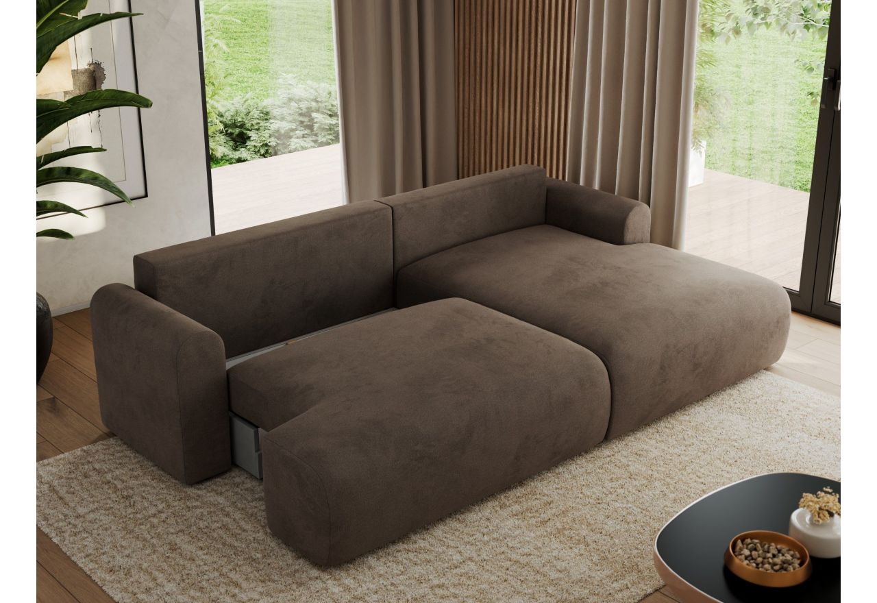 Narożnik TONO L - strona prawa - brązowy, welvet