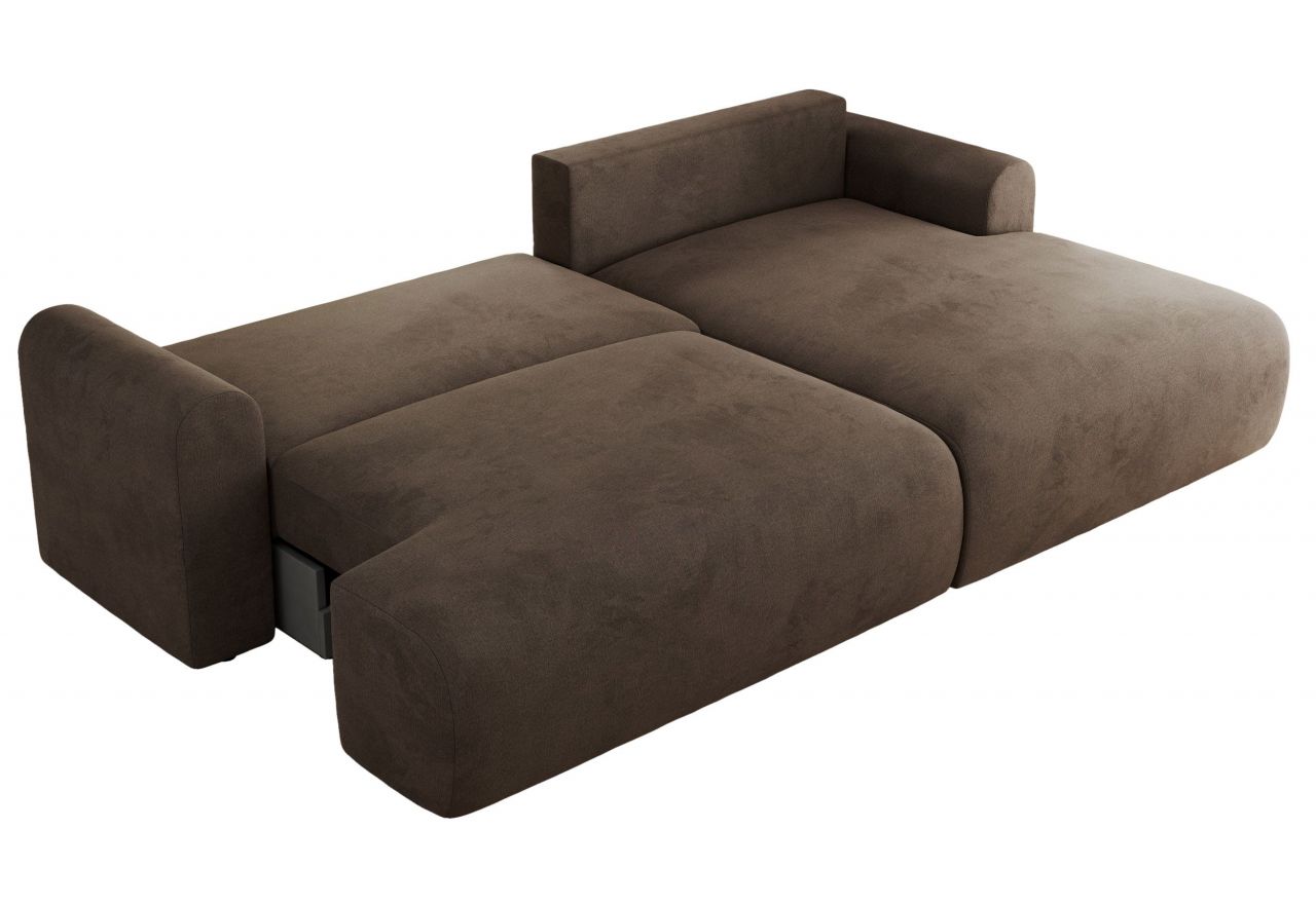 Narożnik TONO L - strona prawa - brązowy, welvet