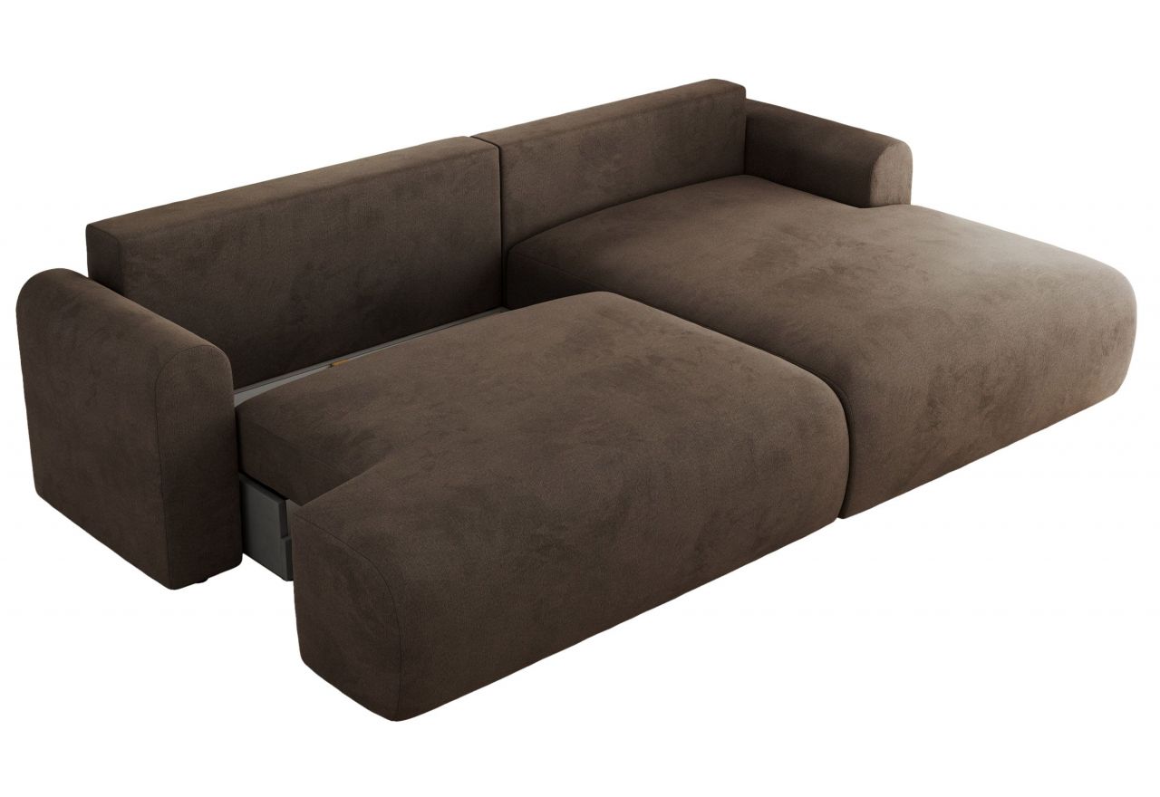 Narożnik TONO L - strona prawa - brązowy, welvet